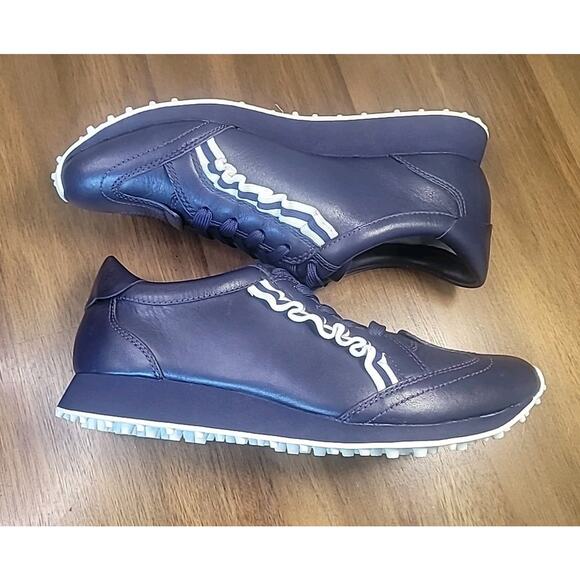 TORY SPORT Blue Leather Ruffle Sneakers Women’s 7.5M Casual Designer EUC - Picture 4 of 9